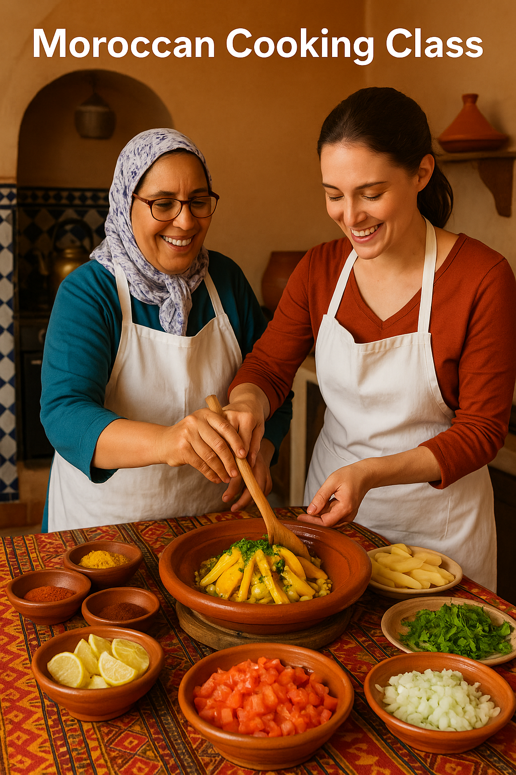 🍽️ Moroccan Cooking Class – From Marrakech to the Heart of the Desert